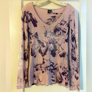 Women's Sledge Pink & Purple Long Sleeve Top with Silver/White Design Size M